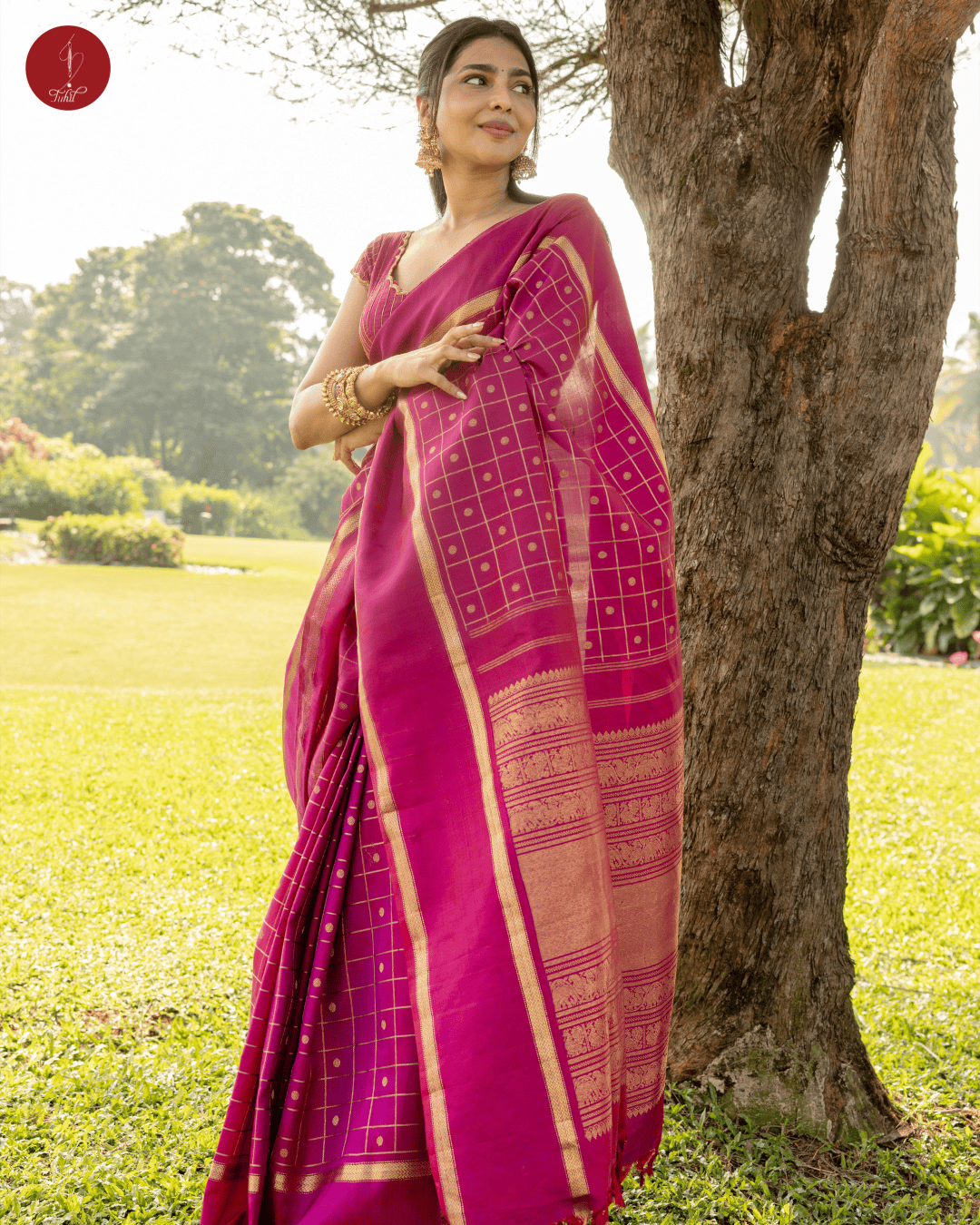 Handloom Kanchipuram Pure Silk Saree – Aishwarya Lekshmi in Ruby Pink with Rettai Pettu (MSPR100) Handloom Kanchipuram Pure Silk Saree – Aishwarya Lekshmi in Ruby Pink with Rettai Pettu (MSPR100)