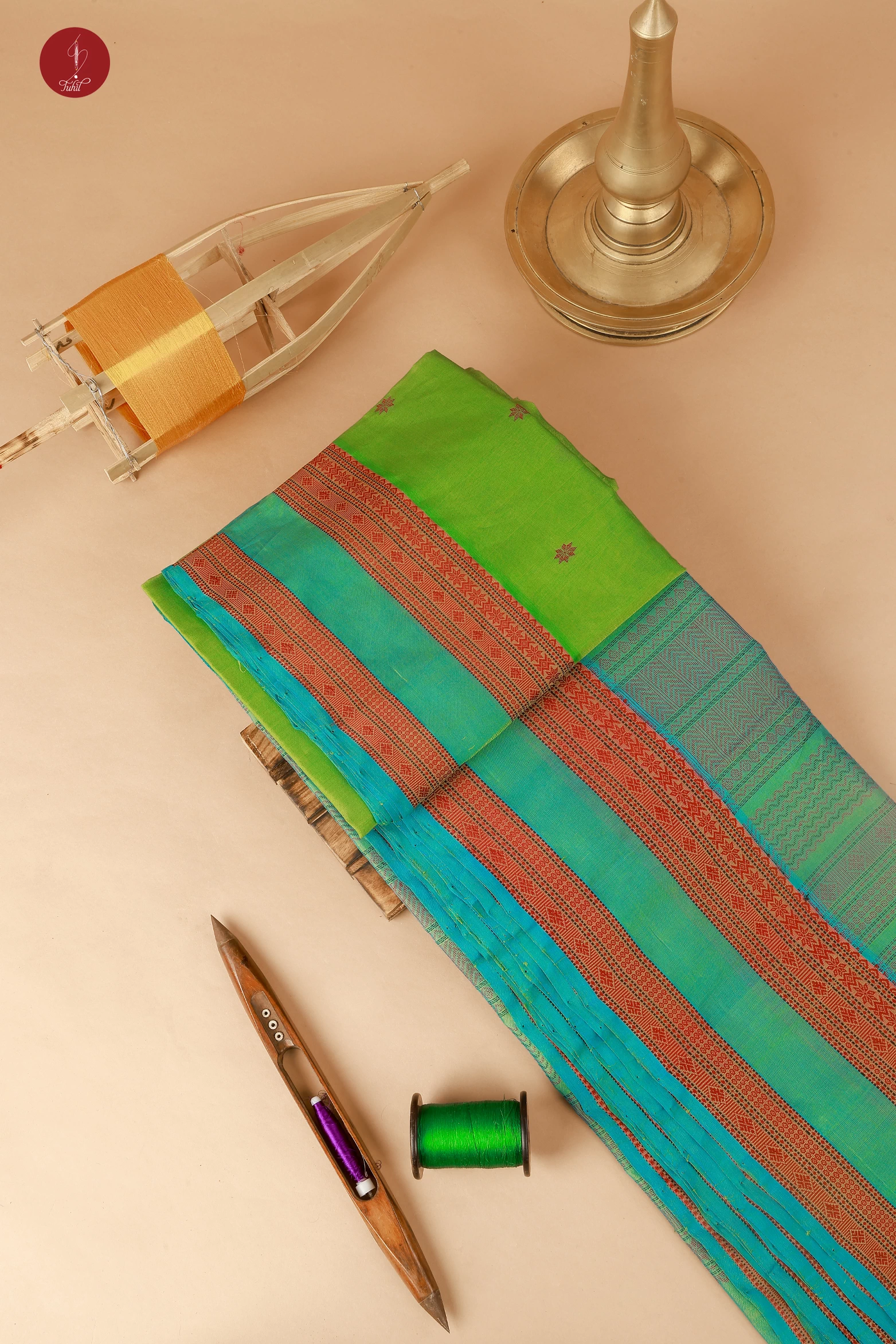 Pure Handloom Silk Cotton Saree – Sea Green Blue (SHSC538)