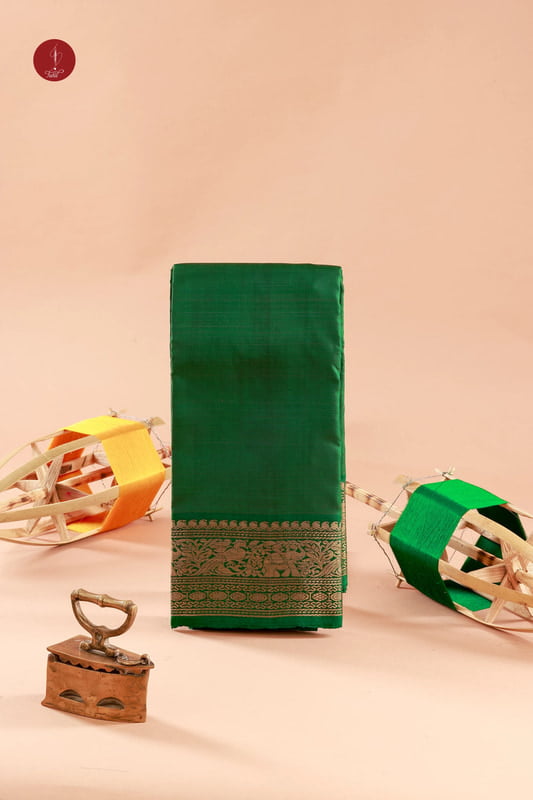 Kanchipuram Silk Saree - Bottle green Vaira Oosi (SHS235)