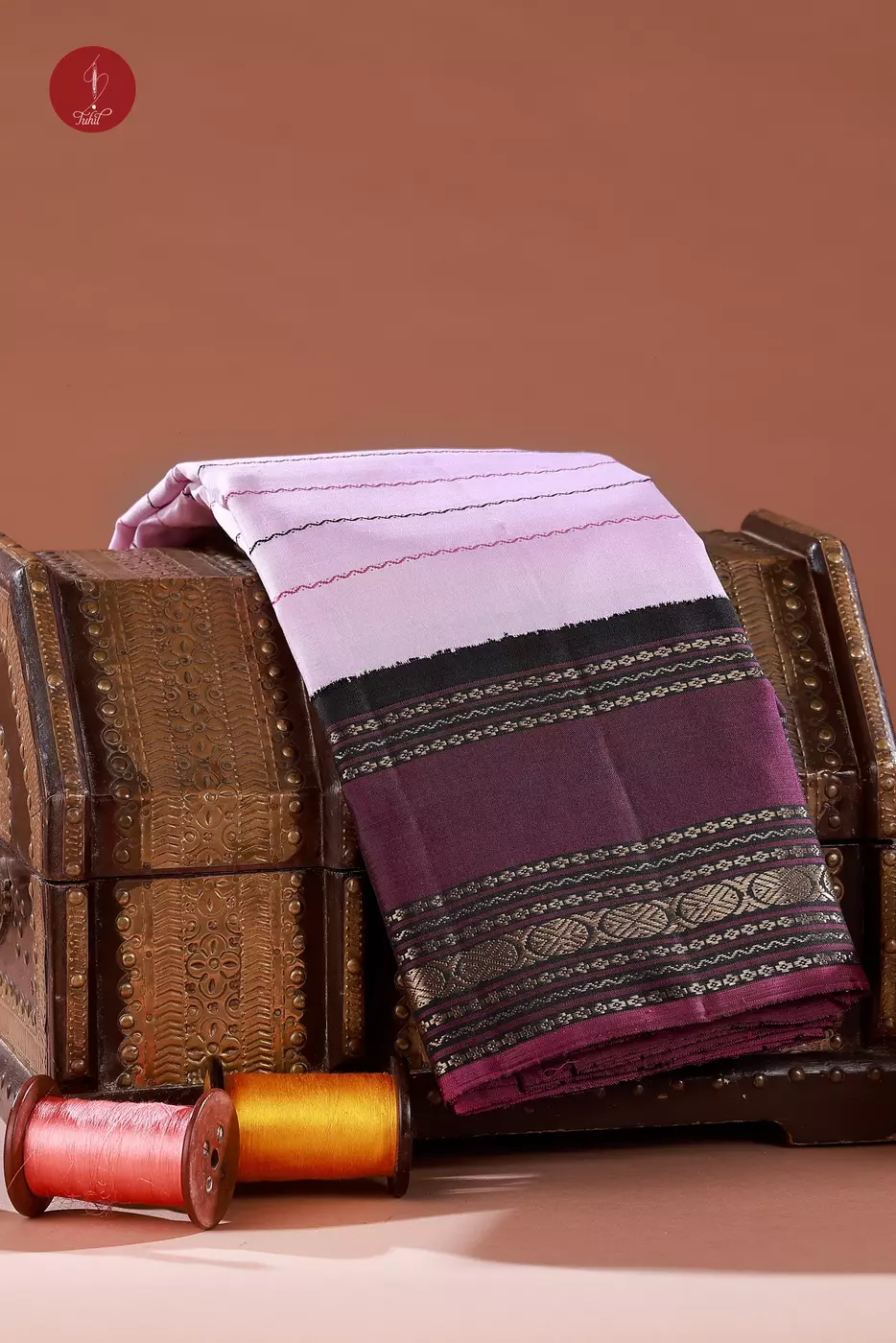 Kanchipuram Silk Saree - Veldhari - Lavendar with Black and Kemp (MS041) Kanchipuram Silk Saree - Veldhari - Lavendar with Black and Kemp (MS041)