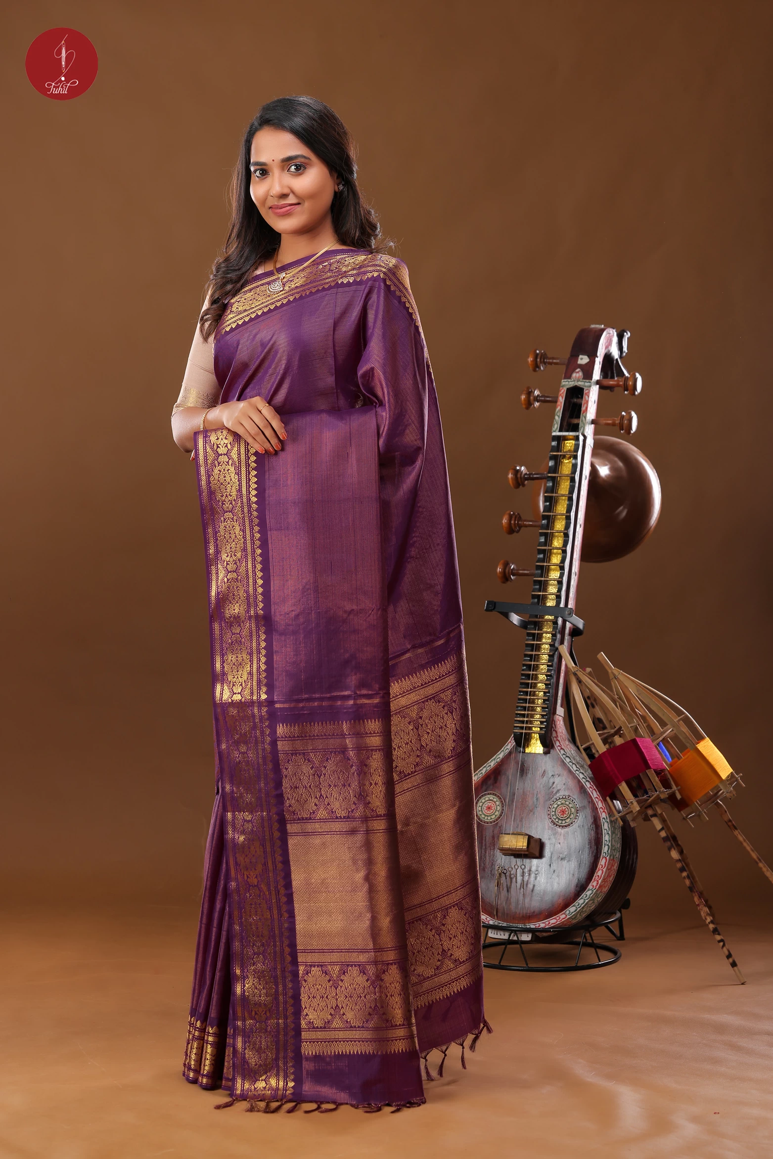 Handloom Kanchipuram Pure Silk Saree -  Jamun Vaira Oosi (SHS515)