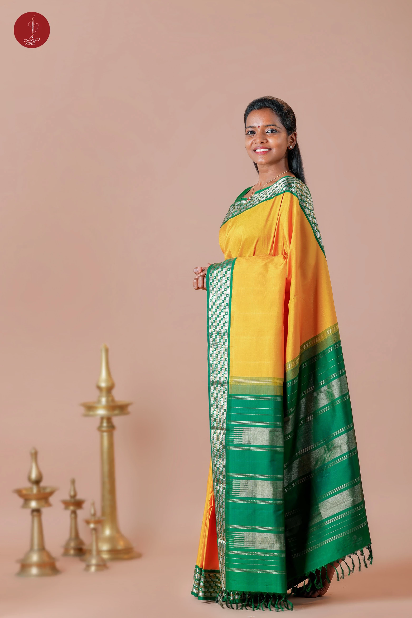 Handloom Kanchipuram Pure Silk Saree – Mustard Yellow with Green (MS016) Handloom Kanchipuram Pure Silk Saree – Mustard Yellow with Green (MS016)