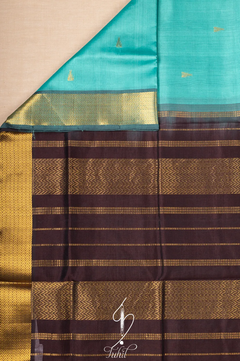 Pure Handloom Silk Cotton Saree – Cyan with Coffee Brown (SHSC504) Pure Handloom Silk Cotton Saree – Cyan with Coffee Brown (SHSC504)