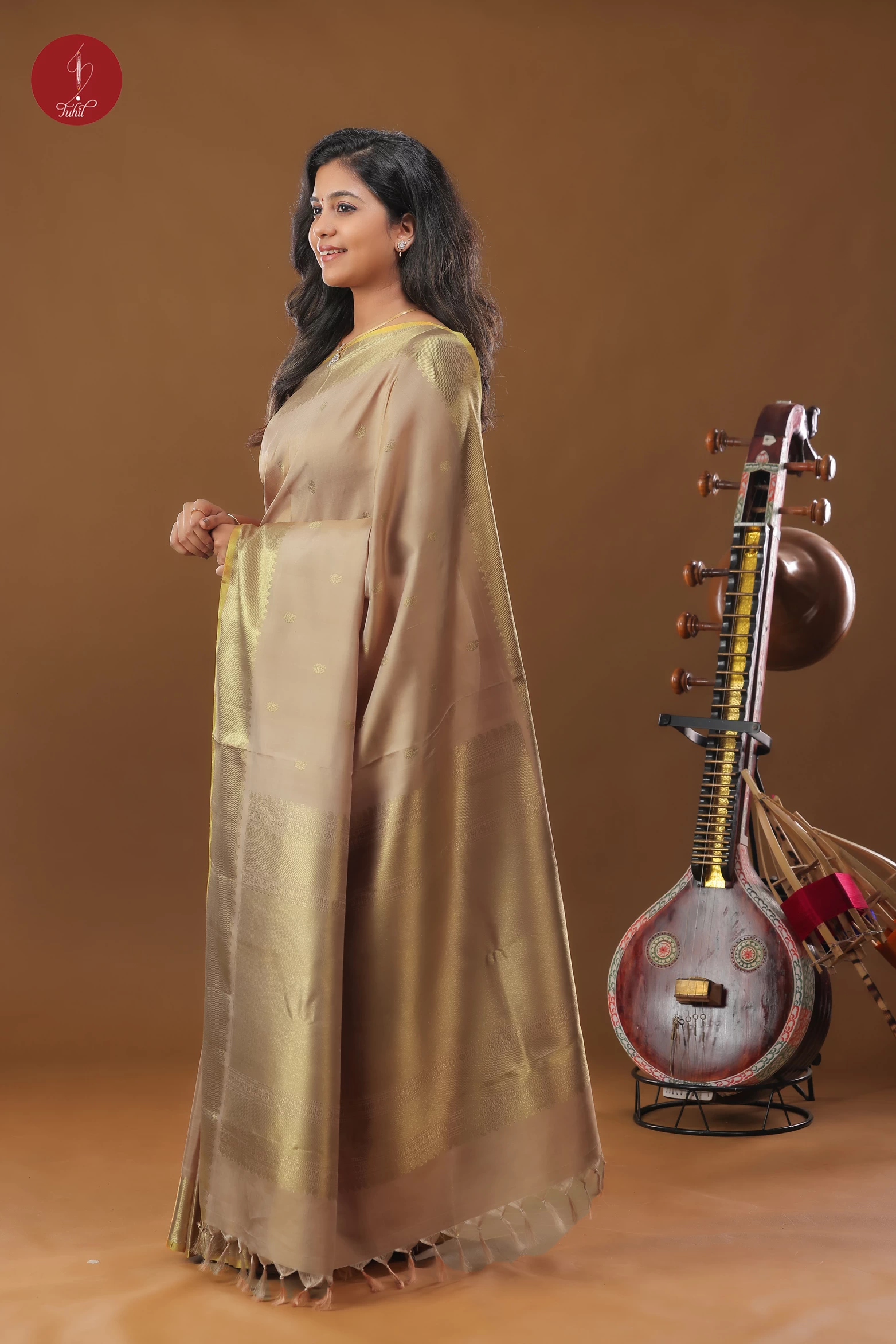 Handloom Kanchipuram Pure Silk Saree - Deep Gold with Bavanji Border (SHS344) Handloom Kanchipuram Pure Silk Saree - Deep Gold with Bavanji Border (SHS344)