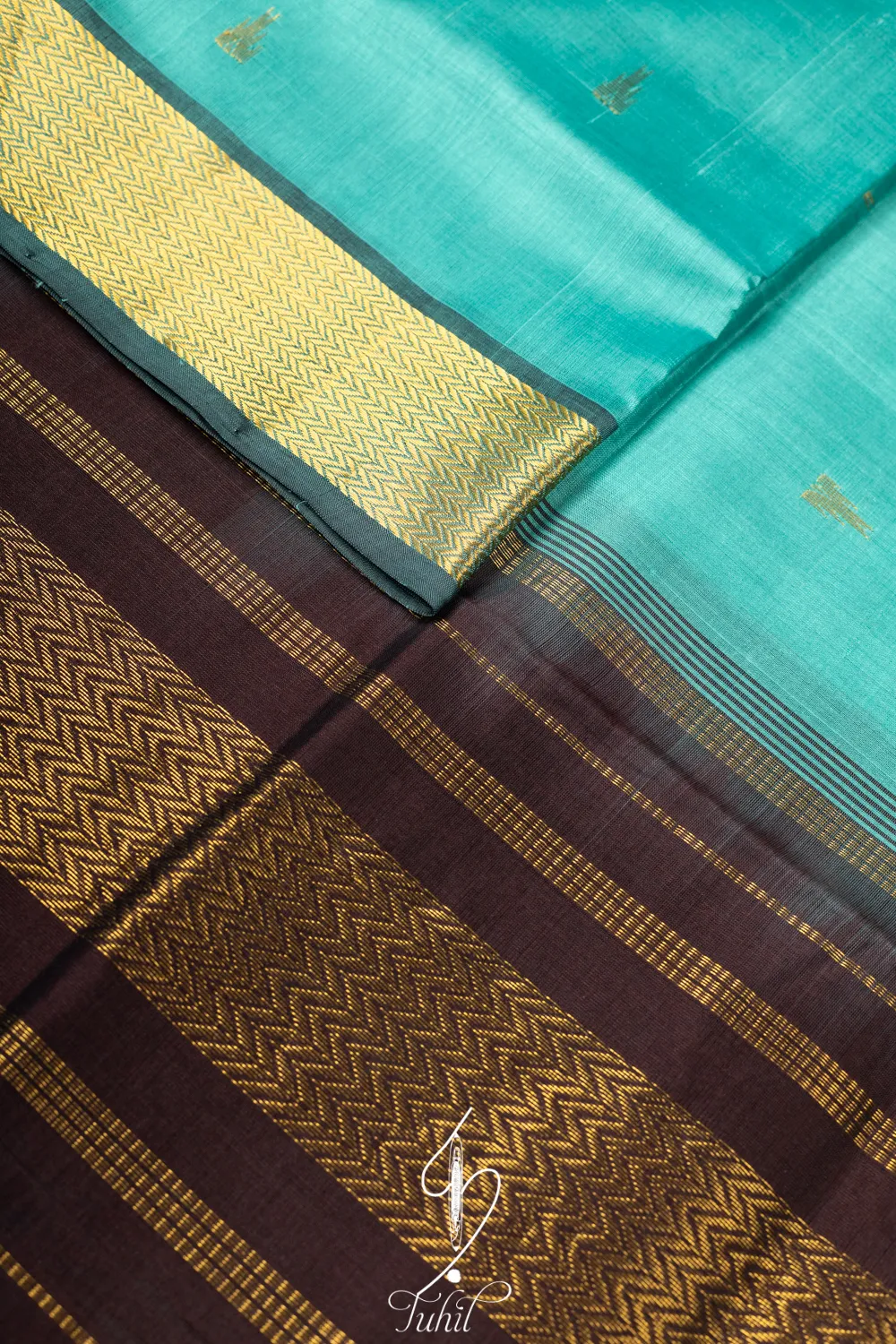 Pure Handloom Silk Cotton Saree – Cyan with Coffee Brown (SHSC504) Pure Handloom Silk Cotton Saree – Cyan with Coffee Brown (SHSC504)