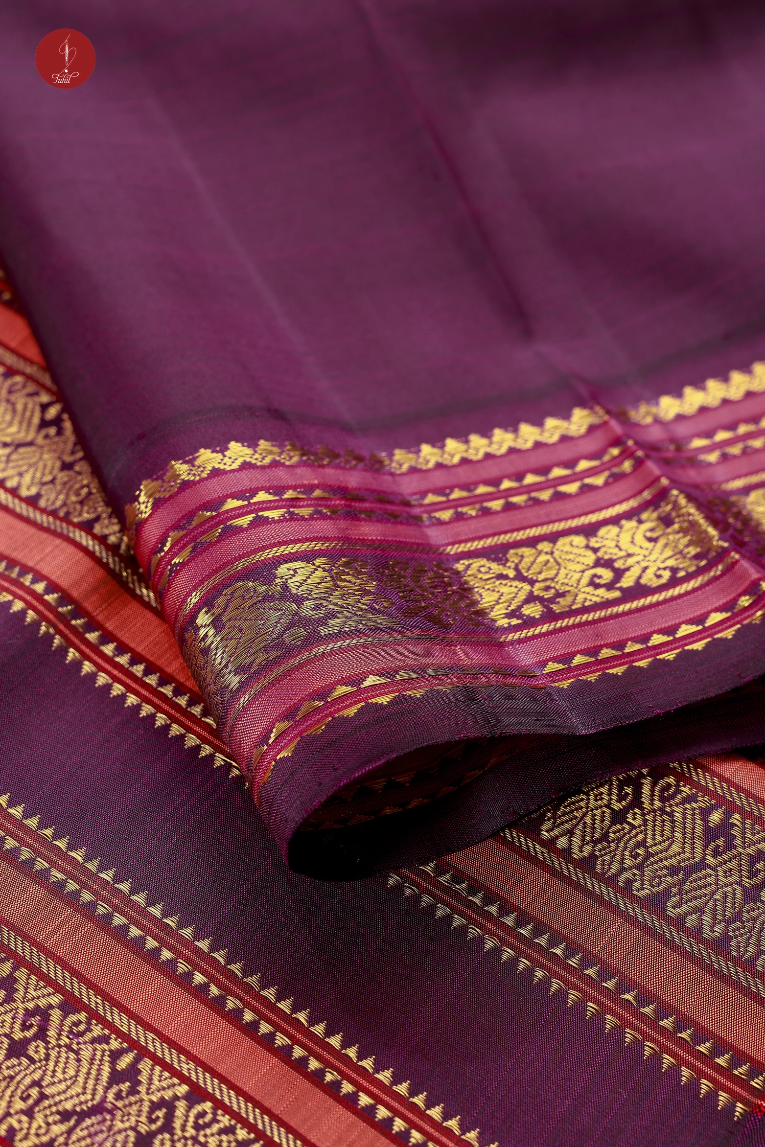 Handloom Kanchipuram Pure Silk Saree - Leaf Green with Deep Jamun (MS006) Handloom Kanchipuram Pure Silk Saree - Leaf Green with Deep Jamun (MS006)