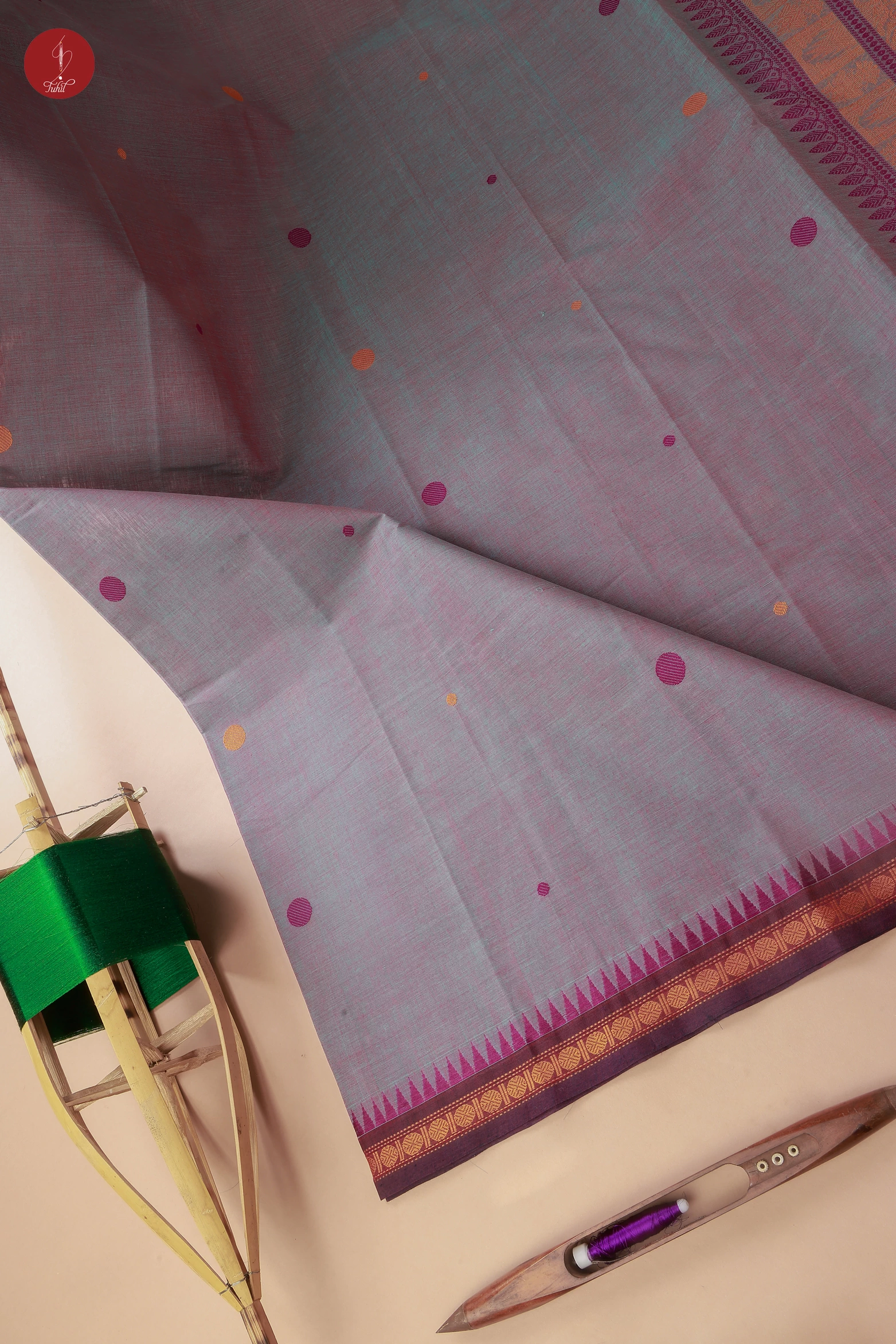 Pure South Cotton Handloom Saree - Cyan shot Purple with Maroon (SHCC585) Pure South Cotton Handloom Saree - Cyan shot Purple with Maroon (SHCC585)