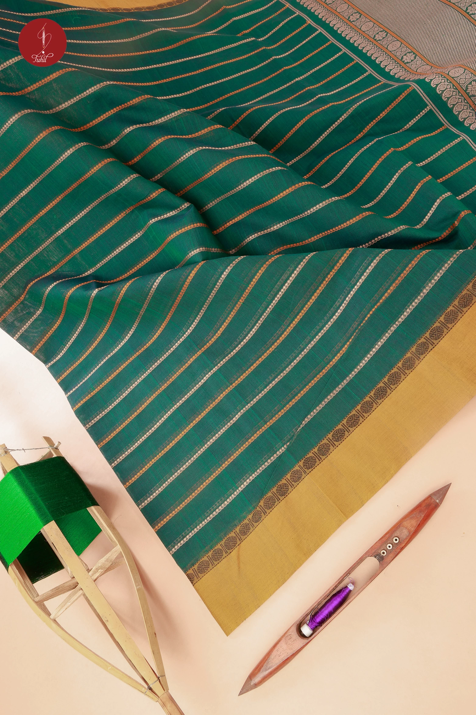 Pure South Cotton Handloom Saree – Dual Toned Green with Mustard Border (SHCC562) Pure South Cotton Handloom Saree – Dual Toned Green with Mustard Border (SHCC562)