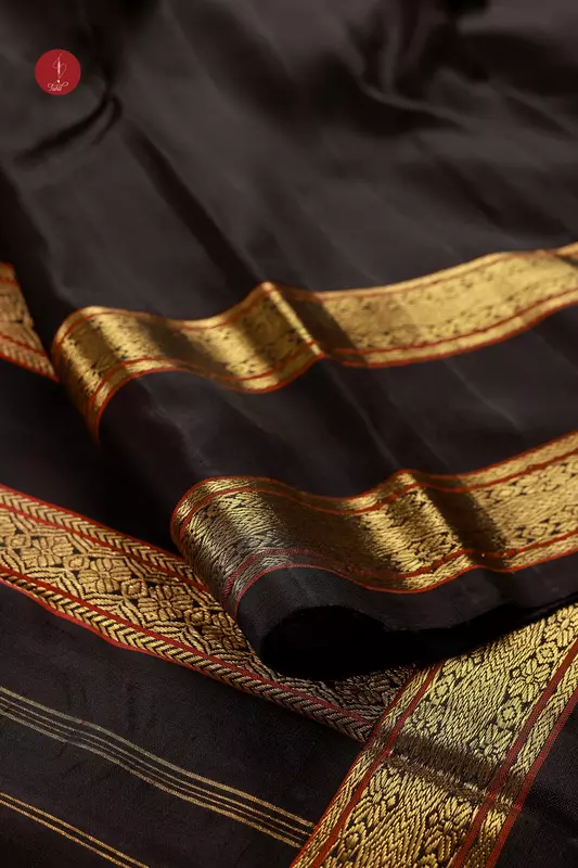 Kanchipuram Silk Saree - Rettai Pettu Malli Moggu - Orange with Black (MS007) Kanchipuram Silk Saree - Rettai Pettu Malli Moggu - Orange with Black (MS007)