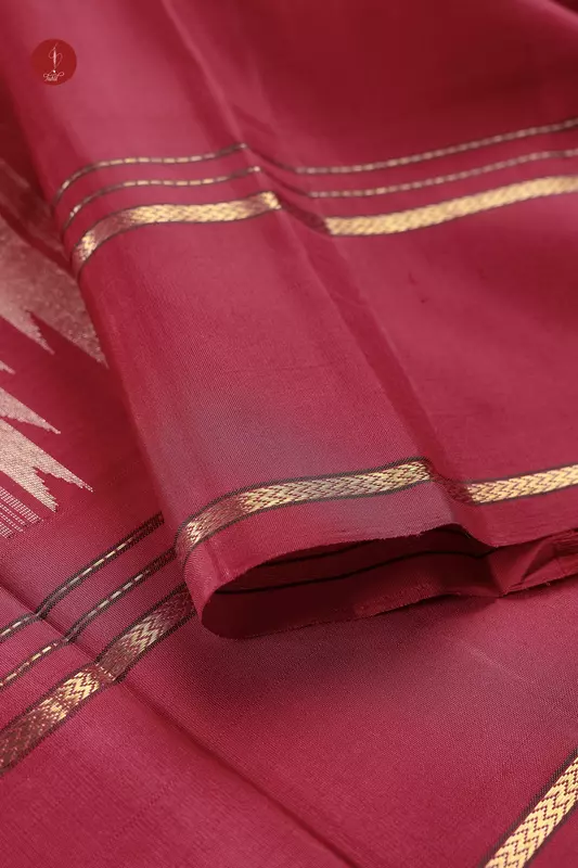 Kanchipuram Silk Saree - Podi Kattam - Red and Black with Maroon (MS062)