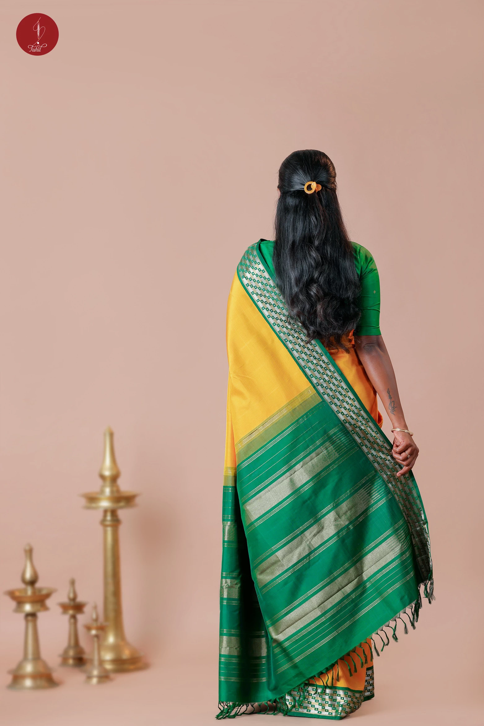 Handloom Kanchipuram Pure Silk Saree – Mustard Yellow with Green (MS016) Handloom Kanchipuram Pure Silk Saree – Mustard Yellow with Green (MS016)