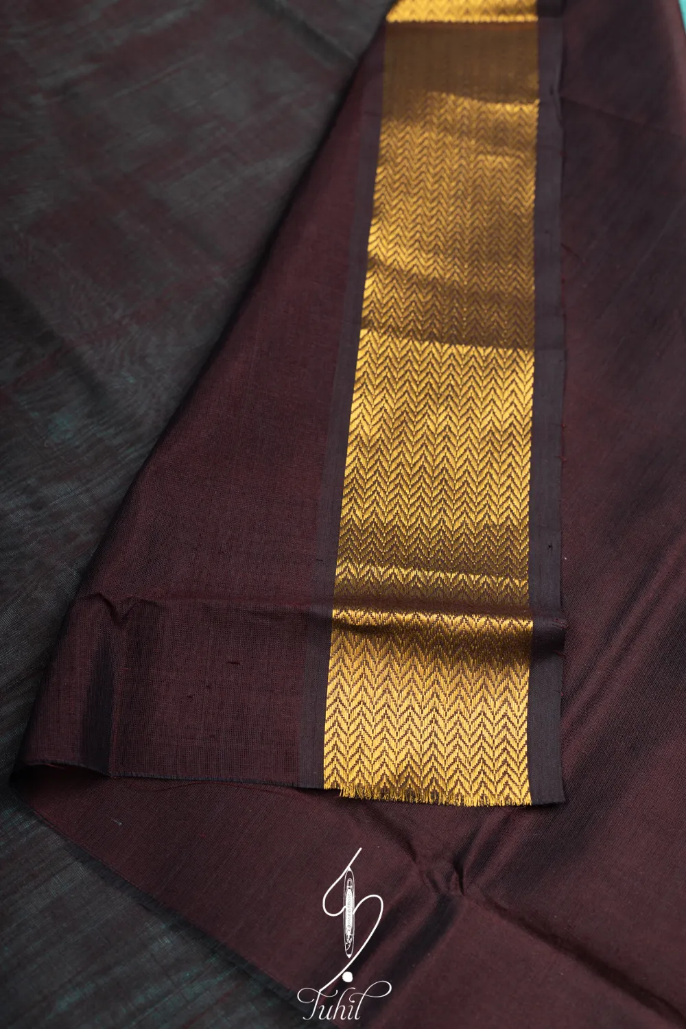 Pure Handloom Silk Cotton Saree – Cyan with Coffee Brown (SHSC504) Pure Handloom Silk Cotton Saree – Cyan with Coffee Brown (SHSC504)