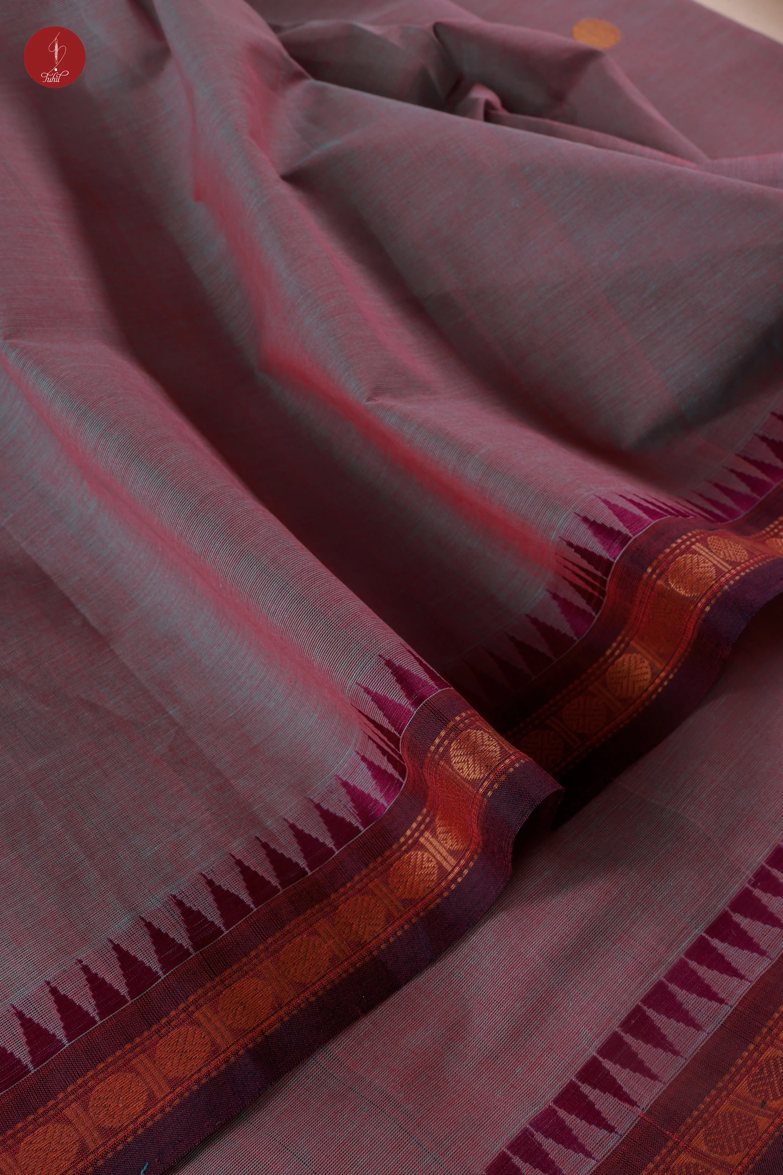 Pure South Cotton Handloom Saree - Cyan shot Purple with Maroon (SHCC585) Pure South Cotton Handloom Saree - Cyan shot Purple with Maroon (SHCC585)