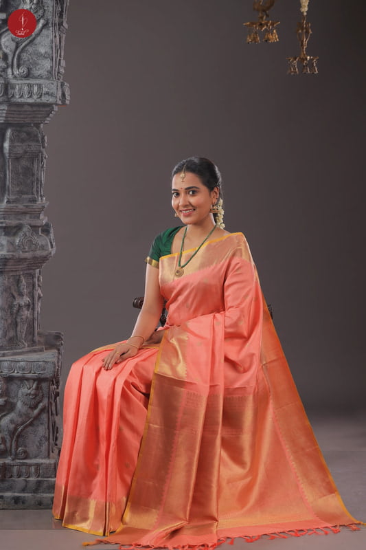 Kanchipuram Silk Saree - Bavanji Motif - Peach (SHS418) Kanchipuram Silk Saree - Bavanji Motif - Peach (SHS418)