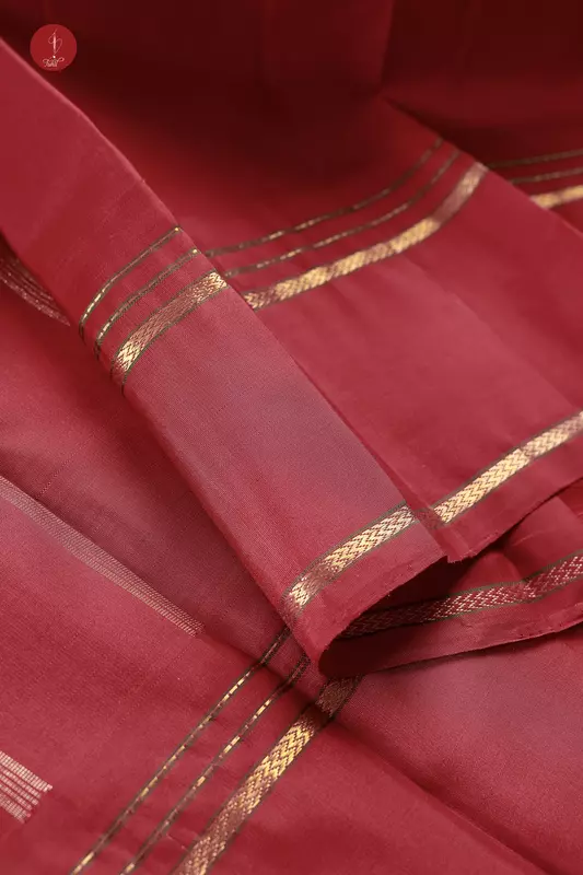 Kanchipuram Silk Saree - Podi Kattam - Orange-Black with Maroon (MS038)