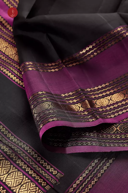 Kanchipuram Silk Saree - Veldhari - Mustard with Black and Kemp (MS037)