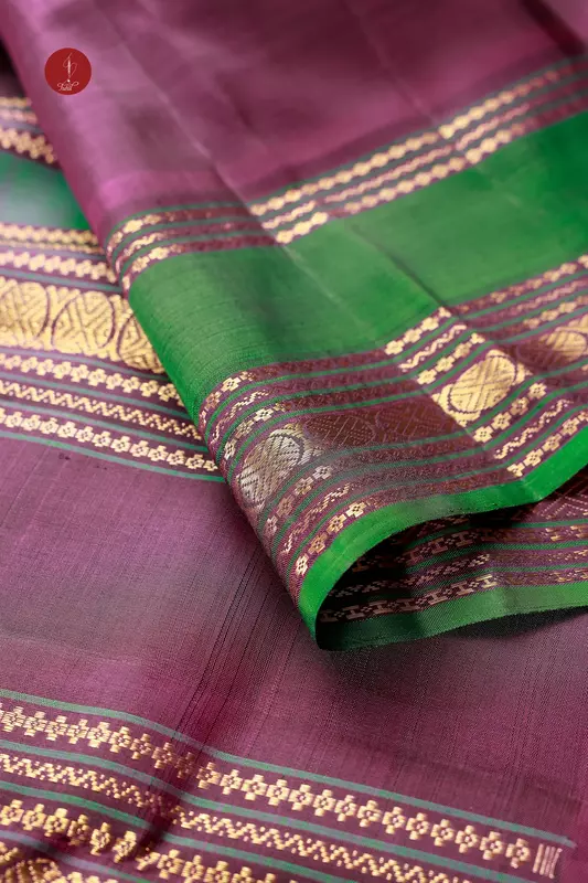 Kanchipuram Silk Saree - Veldhari Kalakshetra - Pink with Wine and Brown (MS075)