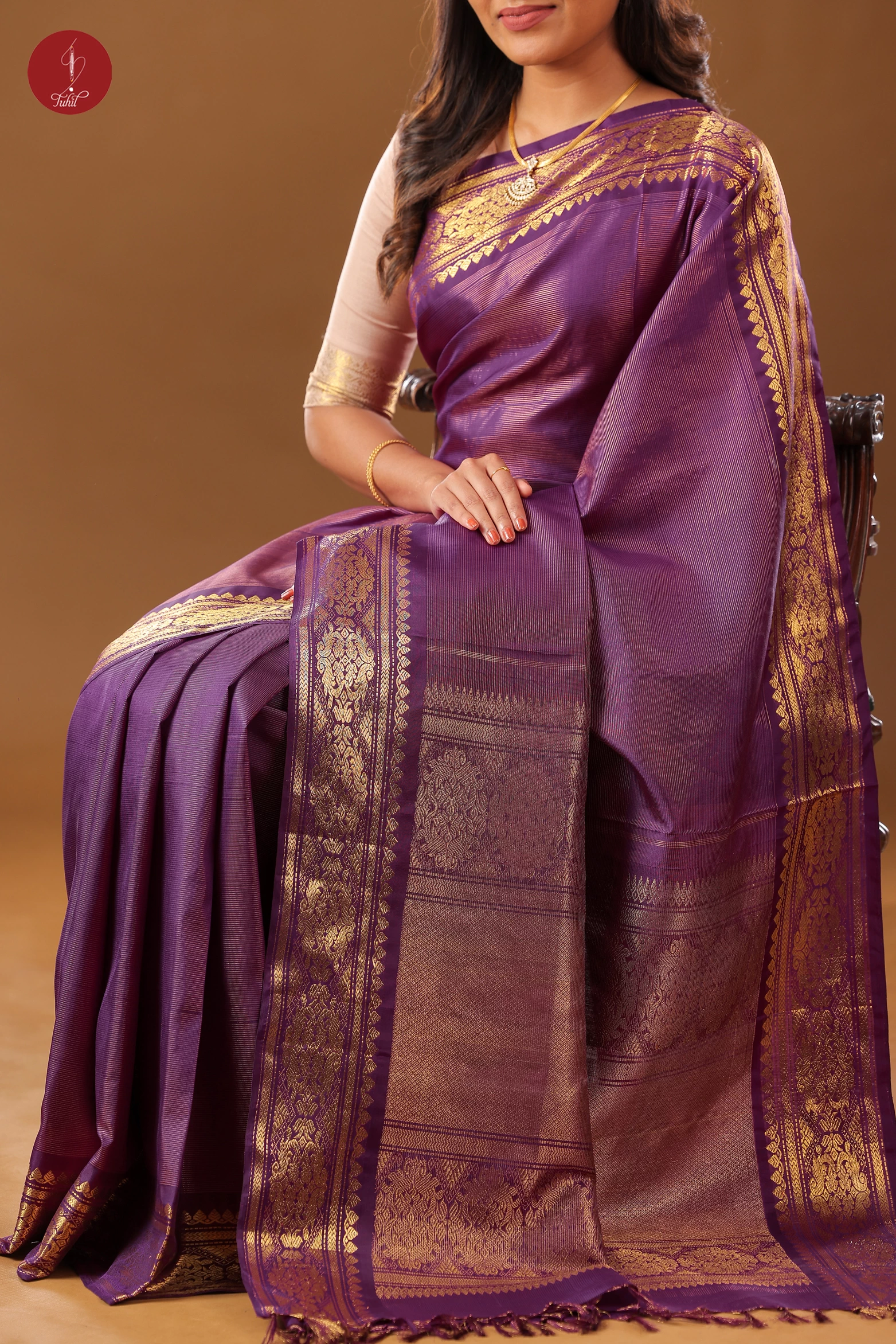 Handloom Kanchipuram Pure Silk Saree -  Jamun Vaira Oosi (SHS515)