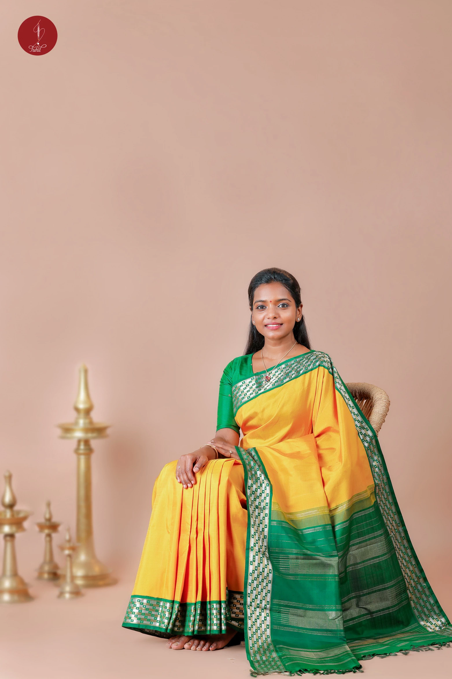 Handloom Kanchipuram Pure Silk Saree – Mustard Yellow with Green (MS016) Handloom Kanchipuram Pure Silk Saree – Mustard Yellow with Green (MS016)