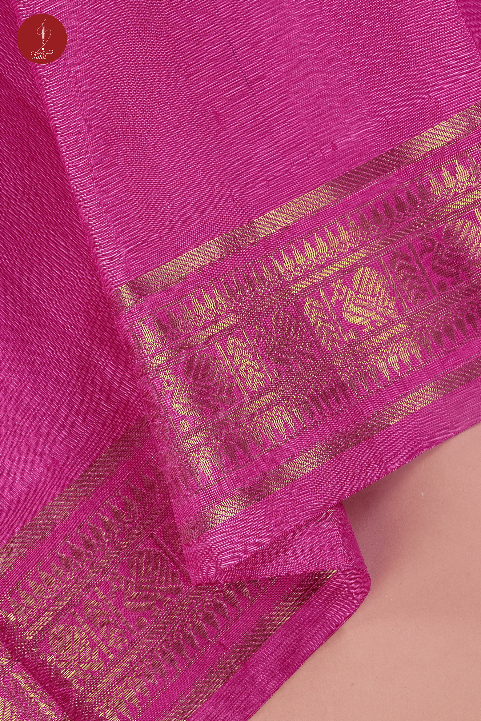 Handloom Kanchipuram Pure Silk Saree - Indigo with Rani Pink Border (SHS357) Handloom Kanchipuram Pure Silk Saree - Indigo with Rani Pink Border (SHS357)