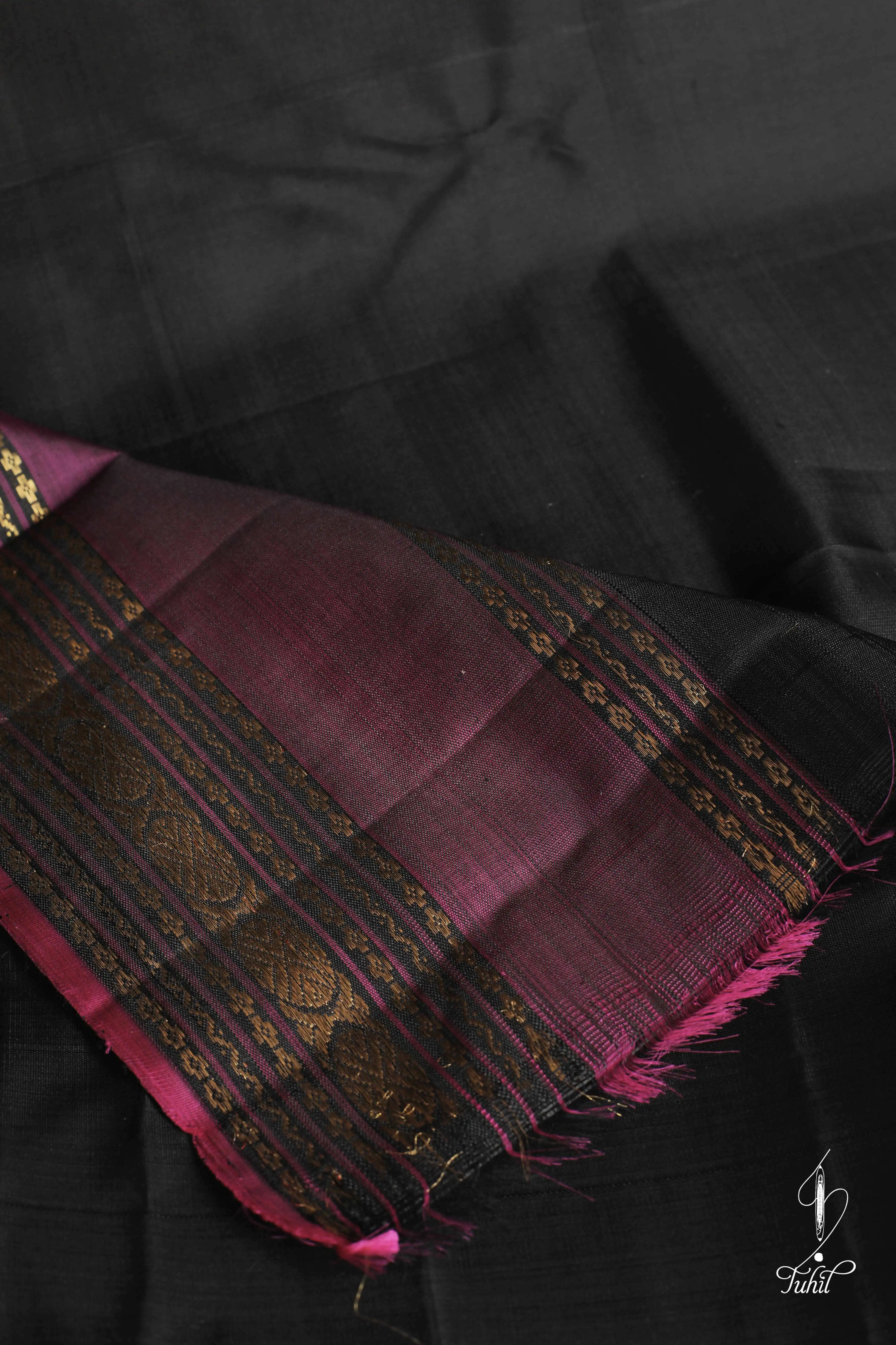 Handloom Kanchipuram Pure Silk Saree – Ananda Blue with Black and Jamun (MS042) Handloom Kanchipuram Pure Silk Saree – Ananda Blue with Black and Jamun (MS042)