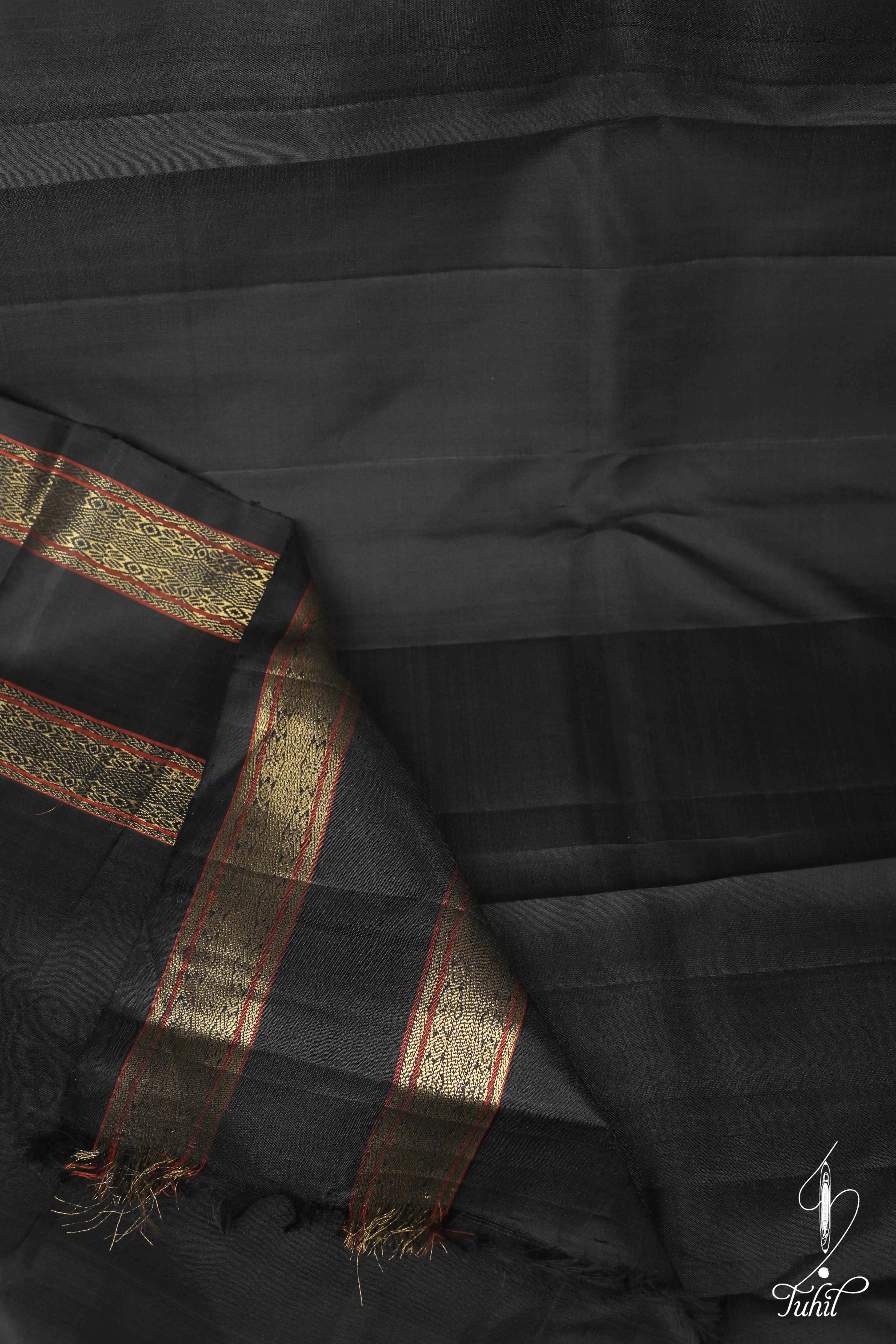 Handloom Kanchipuram Pure Silk Saree – Onion Pink with Black (MS040) Handloom Kanchipuram Pure Silk Saree – Onion Pink with Black (MS040)