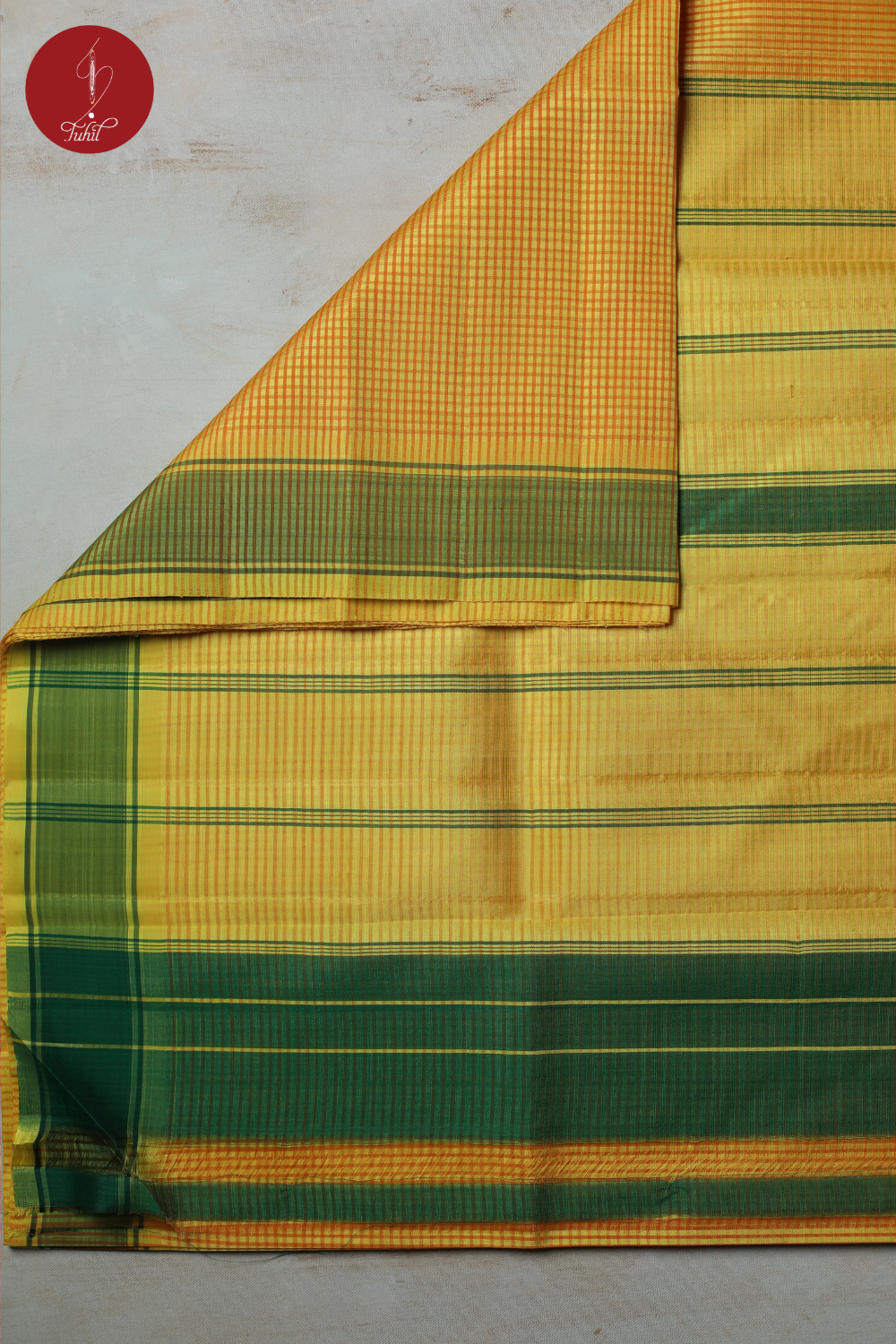Handloom Koorainadu Saree – Silk Cotton - Yellow and Coral with Green (SHKP702) Handloom Koorainadu Saree – Silk Cotton - Yellow and Coral with Green (SHKP702)